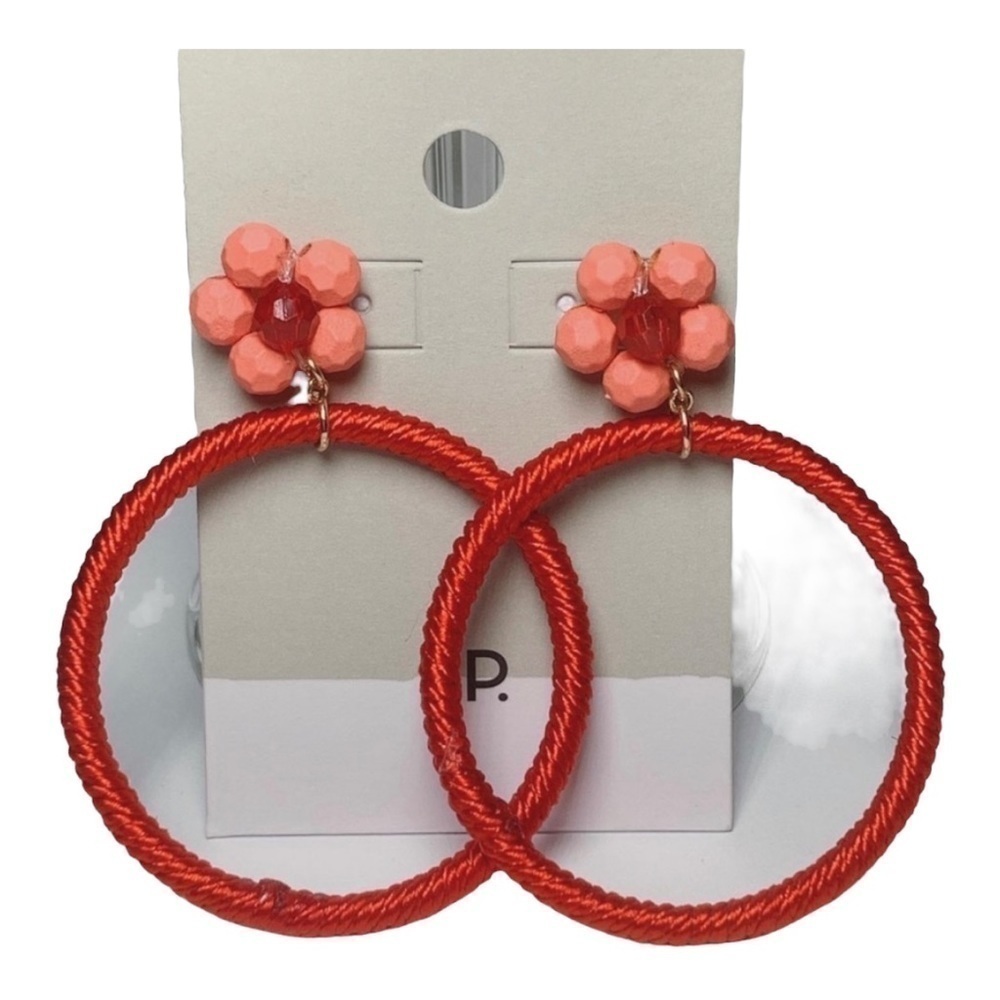 BP Red Floral Hoop Earrings